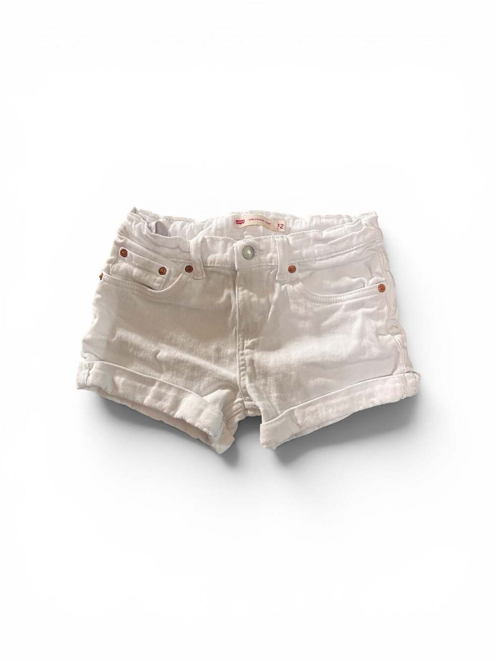 Levi's Girls Girlfriend Denim Shorts - White, Size 12